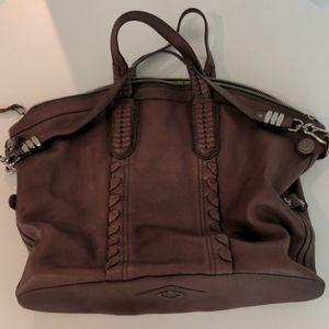 Spacious real leather shoulder bag